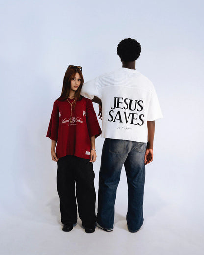"SAVED BY JESUS" -  KNIT JERSEY