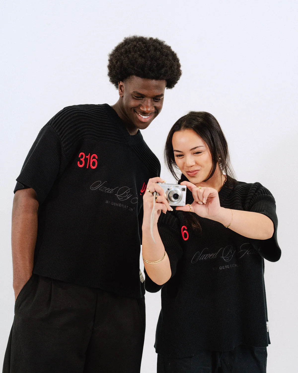 "SAVED BY JESUS" - BLACK KNIT JERSEY