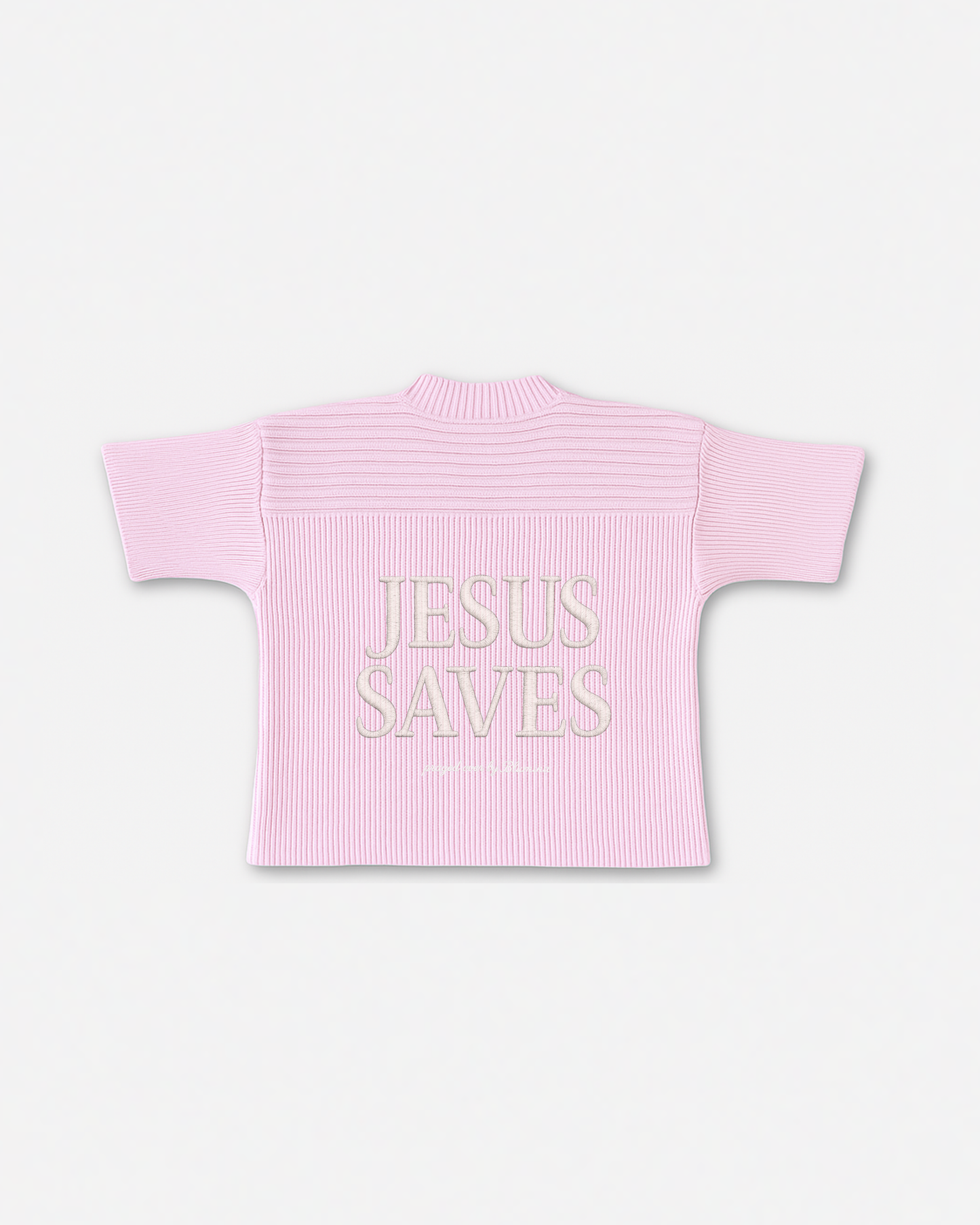"SAVED BY JESUS" - PINK KNIT JERSEY