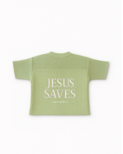 "SAVED BY JESUS" -  MATCHA KNIT JERSEY